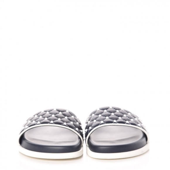 New Authentic Valentino Free Leather Rockstud Quilted Slide - Picture 5 of 6
